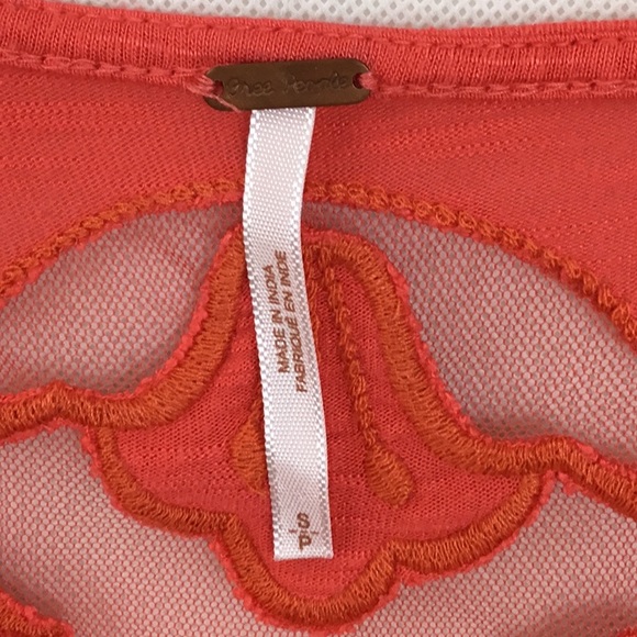 FREE PEOPLE Red Sheer Embroidered Short Sleeve - Picture 7 of 10